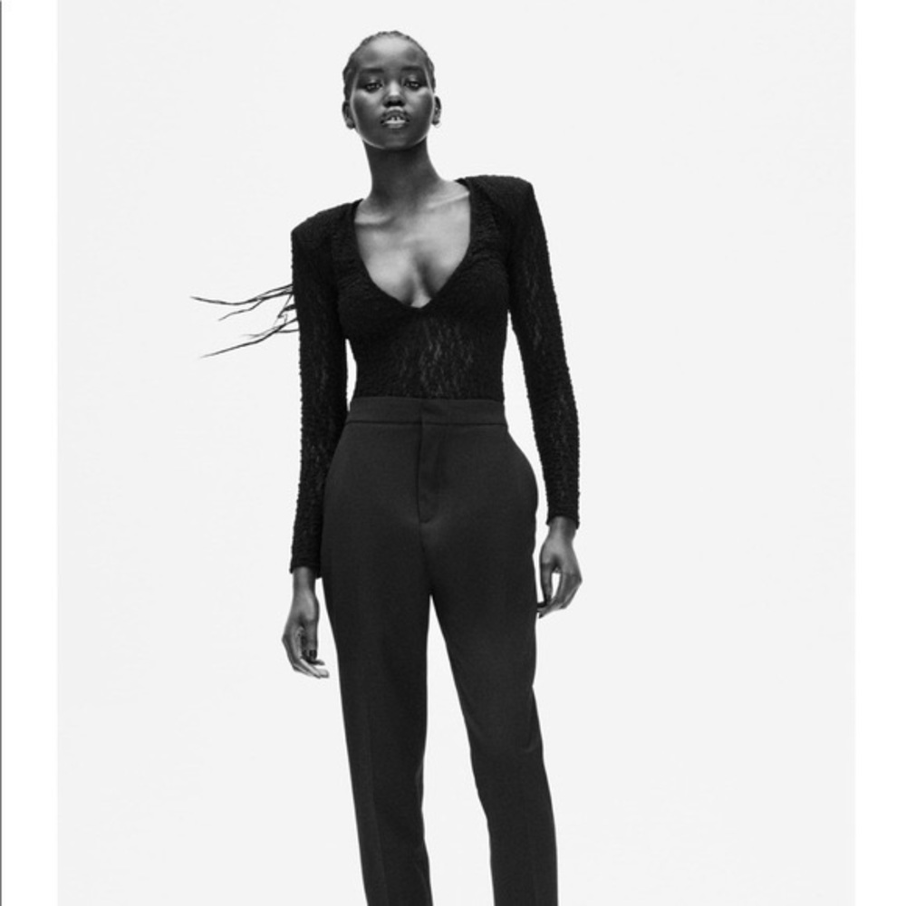 Zara Lace Bodysuit with Shoulder Pads